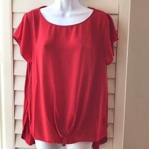 INC cap sleeve blouse w/pleat front, red size L
